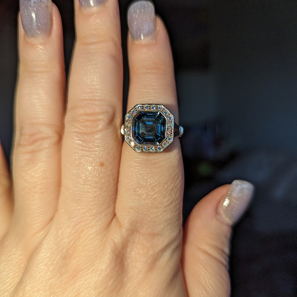 London topaz and AB Swarovski Ring size 7 Sterling silver - Picture 3 of 9